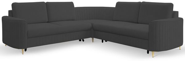 MOEBLO Ecksofa Leman, goldenen Beinen, mit Schlaffunktion, mit Bettkasten, Eckcouch Wohnlandschaft Sofa mit Ottomane Eckgarnitur Polsterecke, (BxHxT): 255x86x255 cm