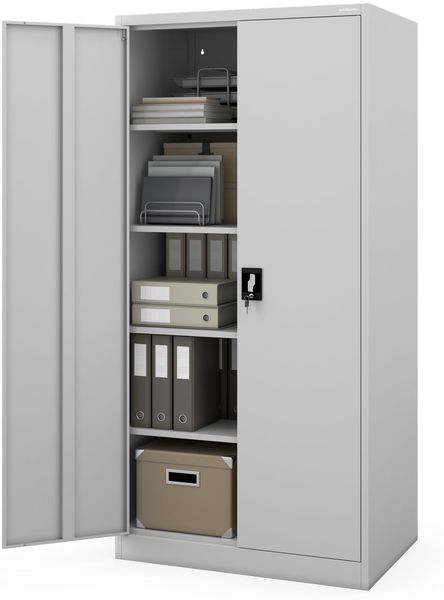 Jan Nowak Metallschrank abschließbar Büroschrank Werkstattschrank Dokumentenschrank Ordnerschrank aus Stahl 185 x 60 x 90 cm, Aktenschrank mit 4 verstellbaren Regalböden