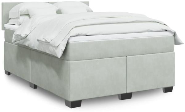 vidaXL Boxspringbett mit Matratze Hellgrau 160x200 cm Samt 3288648