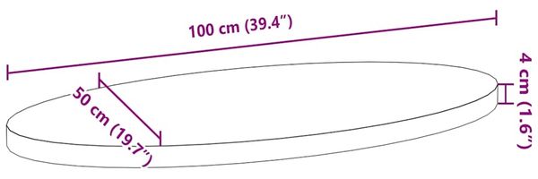 vidaXL Tischplatte 100x50x4 cm Massivholz Eiche Oval 4009042 Bild 10