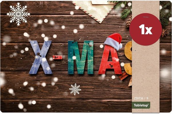 matches21 HOME & HOBBY Platzset Tischset Weihnachten XMAS Holz Tischunterlage Tischdeko, (1-St), modernes Esstisch Platzdeckchen als abwaschbarer Tischuntersetzer