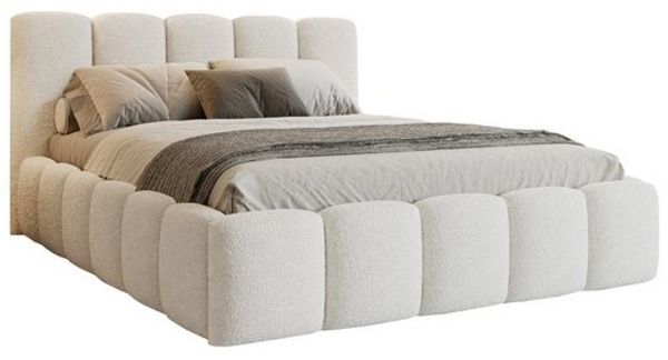 Deine Möbel 24 Polsterbett VIVIAN Bett Komplettbett Bouclé mit Bettkasten und Lattenrost (Set, 3-tlg, Bubble Bett in Beige / Creme / Grau / Hellgrau / Dunkelgrau / Weiß), 140x200 160x200 180x200 200x200 cm Bild 4