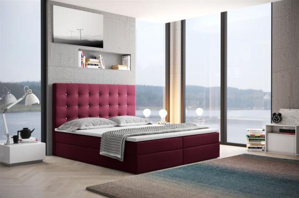 Boxspringbett Schlafzimmerbett TRIANA 160x200cm in Stoff Bordeaux