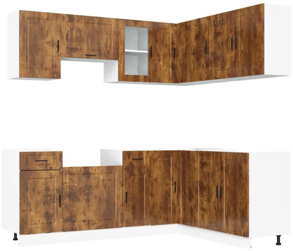 vidaXL 11-tlg. Küchenschrank-Set Porto Räuchereiche Holzwerkstoff 3314966