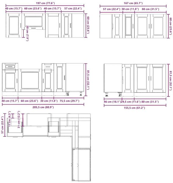 vidaXL 11-tlg. Küchenschrank-Set Porto Räuchereiche Holzwerkstoff 3314966 Bild 9