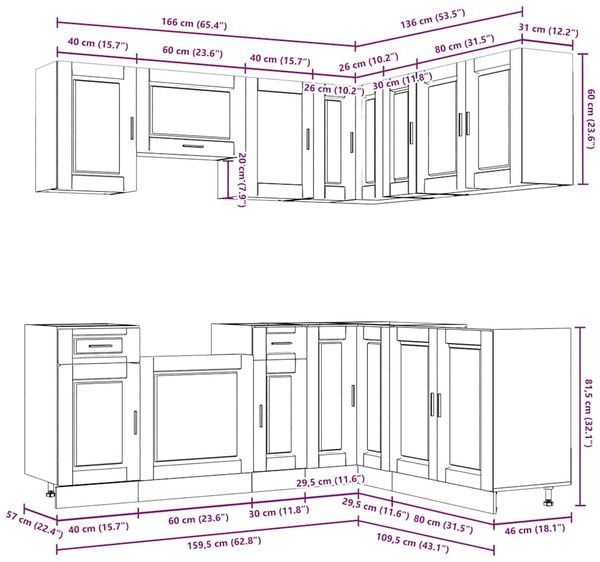 vidaXL 11-tlg. Küchenschrank-Set Porto Räuchereiche Holzwerkstoff 3314966 Bild 8