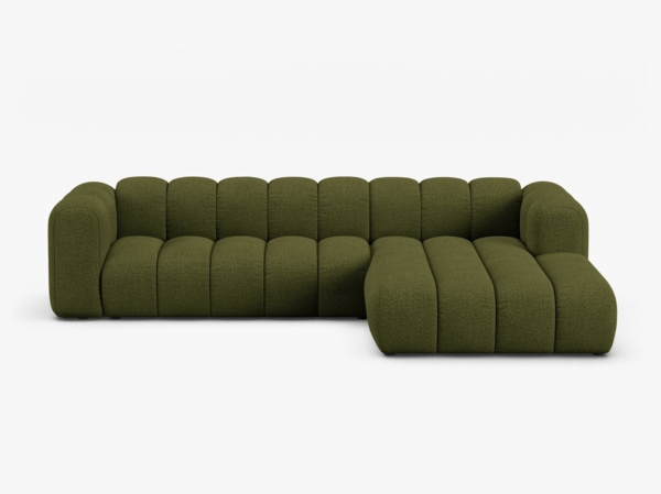 Micadoni Modulares Ecksofa Lupine 4-Sitzer Rechts Boucle Baloo Dunkel-Olivgrün
