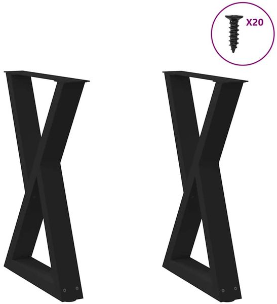 vidaXL Esstisch Beine 2 Stk. Schwarz 50x(72-73,3) cm Stahl 4012716