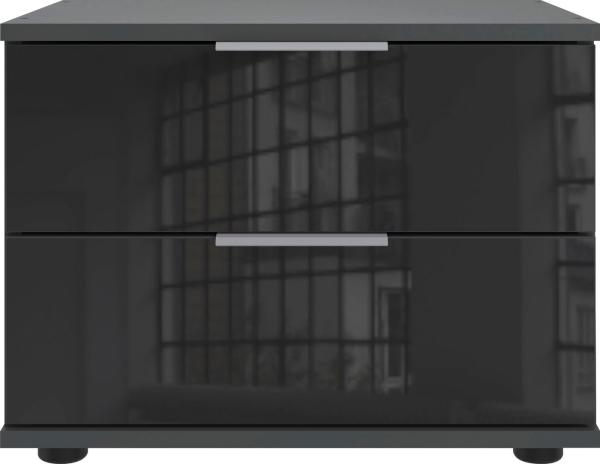 Nachtkommode Easy Plus Nachtschrank 52x38x40cm Farbe: graphit / Schwarzglas