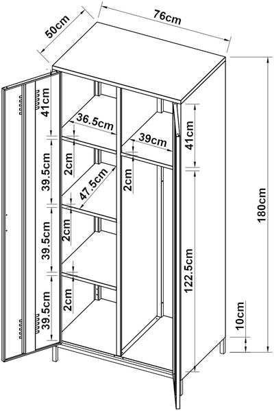 Kleiderschrank Seinäjoki 180x76x50 cm Weiß [en. casa] Bild 5