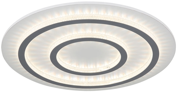 LED Deckenleuchte, weiß, Kristalle, dimmbar, Fernbedienung, D 55 cm
