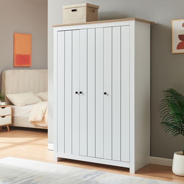 Kleiderschrank Vasand 175x120x52 cm Weiß/Eicheoptik [en. casa]