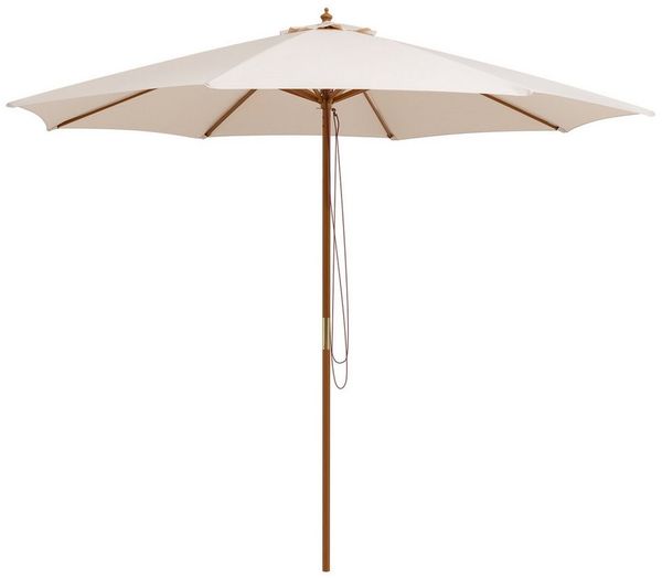 COSTWAY Sonnenschirm, 300cm aus Holz, UV-Schutz, höhenverstellbar