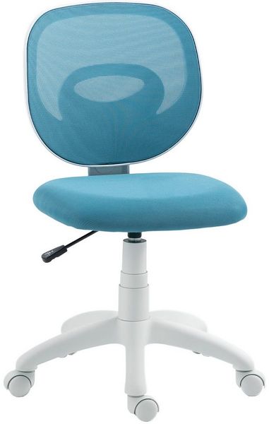 HOMCOM Bürostuhl mit C-förmiger Rückenstütze (Schreibtischstuhl, 1 St), für Büro, Arbeitszimmer, Blau