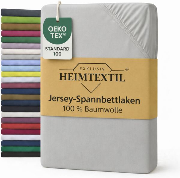 EXKLUSIV HEIMTEXTIL Jersey Spannbettlaken 70 x140 cm Silber 100% Baumwolle Öko - Tex Zertifiziert Bed-Sheet Bettlaken Spannbetttuch