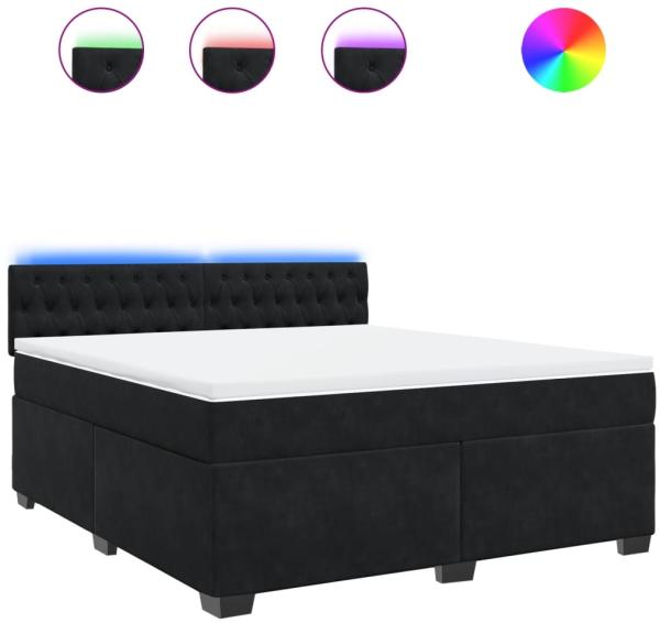 vidaXL Boxspringbett mit Matratze Schwarz 180x200 cm Samt 3288686