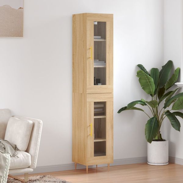 Highboard, BuffetSchrank, Büroschrank Sonoma-Eiche 34,5x34x180 cm Holzwerkstoff