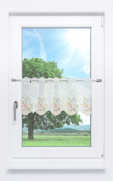Scheibengardine Plauener Spitze - Herbstblätter (Bx H) 160cm * 30cm orange/Multicolor