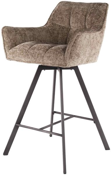 Barhocker Spinras 2er-Set Webstoff, modern mit Armlehne und Drehfunktion, champagner