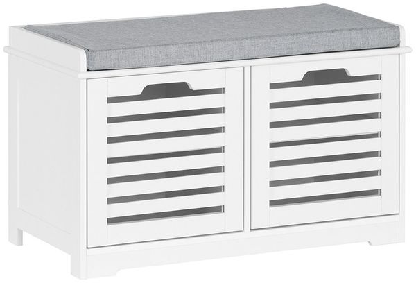 SoBuy FSR23-II-W Schuhbank, MDF, Lackiert, Weiß, 71 x 43 x 35 cm