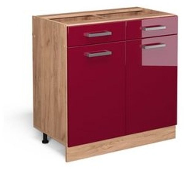 Vicco Küchenschrank Küchenzeile R-Line, Bordeaux Hochglanz, Schubladenunterschrank 80 cm, ohne AP Bild 6