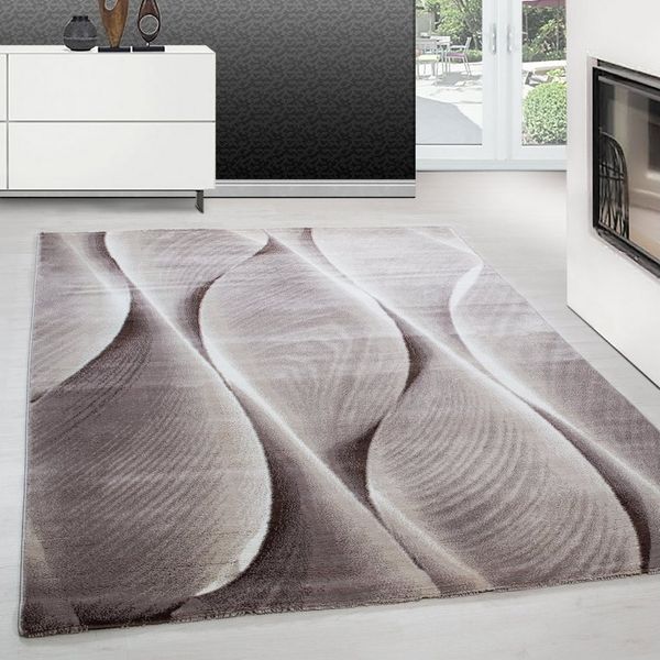 Teppium Teppich Ombre Design, Rechteckig, Höhe: 12 mm, Modern Kurzflor Teppich Wohnzimmer Wellen Holz Optik versch. größe