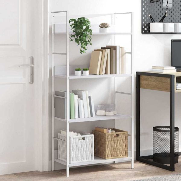 vidaXL Bücherregal 4 Regalböden Weiß 60×27,6×124,5 cm Holzwerkstoff 288224