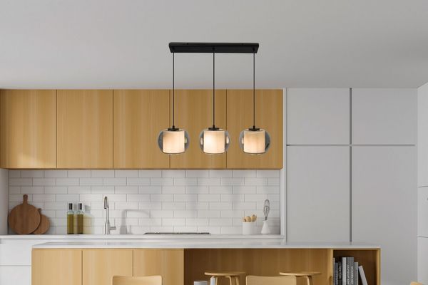 OTTO home Pendelleuchte Tanissa mit Doppelschirm, ohne Leuchtmittel, Pendellampe, Rauchglas, innen Stoffschirm, E27, Glasschirm, Glaskugel