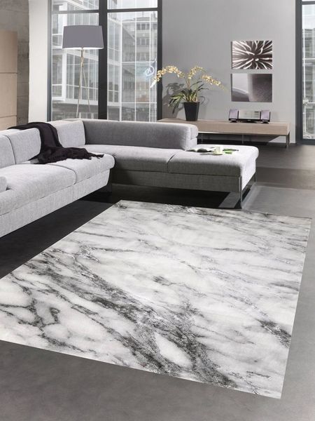 Carpetia Teppich Teppich Design Wohnzimmer Teppich Marmor Optik grau creme, rechteckig, Höhe: 12 mm