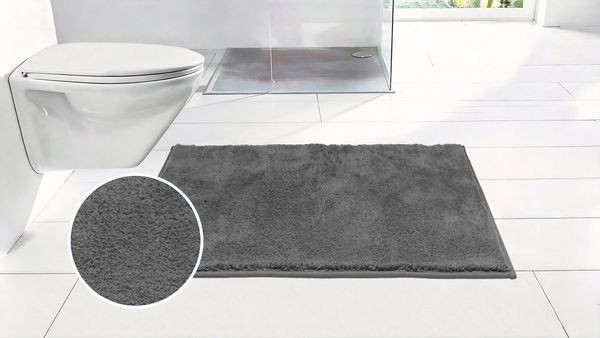 OTTO home Badematte Cali, Badvorleger, Badezimmer Teppich, Duschvorleger, Höhe 10 mm, rutschhemmend beschichtet, schnell trocknend, fußbodenheizungsgeeignet, Polyester, rechteckig, weich, Uni Farben, auch als Teppich erhältlich