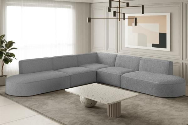 Ecksofa Designersofa PALMA in Stoff Ascot Taupe Seite Universal