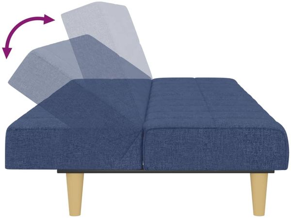 vidaXL Schlafsofa 2-Sitzer Blau Stoff 375830 Bild 8