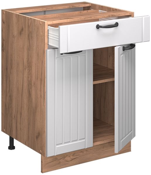 Küchenunterschrank Fame-Line Weiß Landhaus 60 cm mit Schublade, AP Marmor Vicco Bild 5