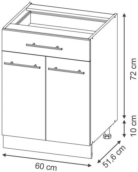 Küchenunterschrank Fame-Line Weiß Landhaus 60 cm mit Schublade, AP Marmor Vicco Bild 3