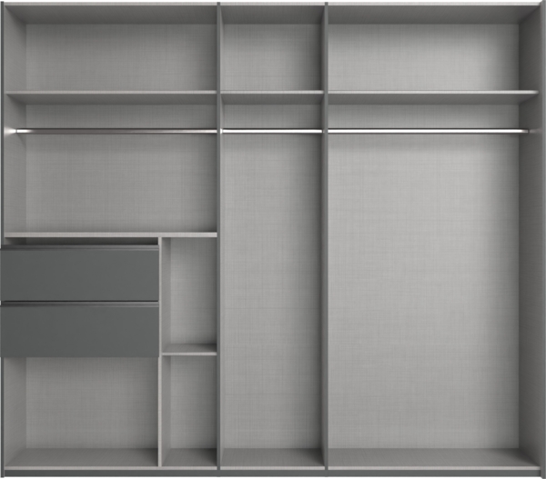 Schwebetürenschrank Kleiderschrank Passepartout 262cm Schubl. Grau Eichef. Spiegel Bild 2