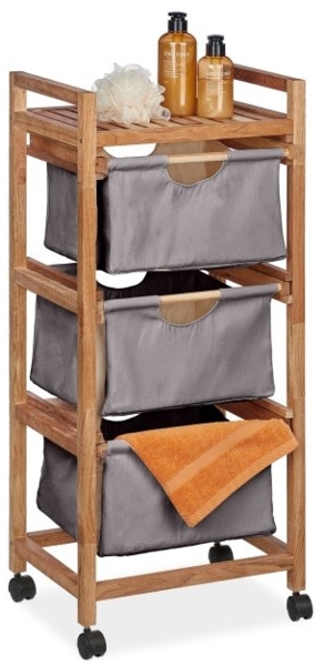 Badregal mit 3 Wäschekörben grau