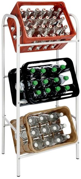 Spetebo Kastenständer 3er Metall Getränkekisten Ständer weiß 116 x 50 cm, Set 10-tlg, für 3 Getränkekisten oder Universalboxen in ca. 45 cm x 35 cm x 27 cm