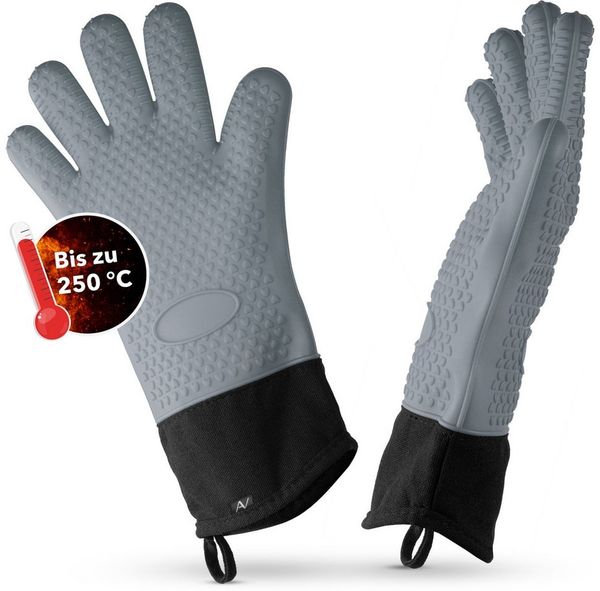 AVANA Topfhandschuhe Silikon Ofenhandschuhe Hitzebeständige Kochhandschuhe Handschuhe, Anti-Rutsch, weiches Baumwoll-Innenfutter, bis 250°C