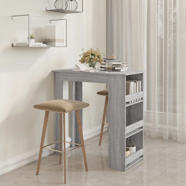 vidaXL Bartisch mit Regal Grau Sonoma 102x50x103,5cm Holzwerkstoff 812967