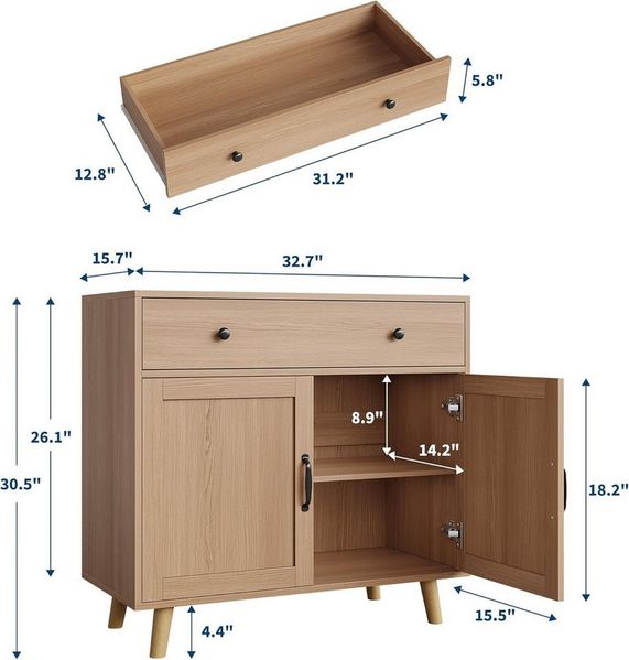 GarveeMore Sideboard mit Stauraum,Buffet mit Schubladen und Türen für Wohnzimmer,Küche, Kaffeebar-Schrank,Konsolentisch,83x40x77.5cm