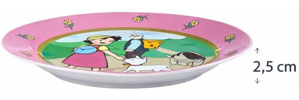 Rungassi Teller Kinder Teller mit Heidi Motiv Ø 19 cm Rosa Keramik