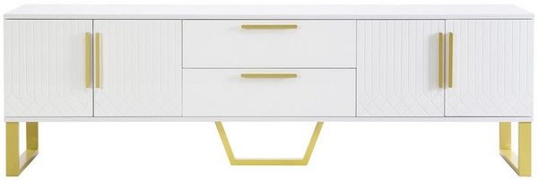 BlingBin TV-Schrank Hochglänzender Fernsehschrank Lowboard Fernsehtisch TV-Board (1er Set, 1-St, Größe: 170*40*53,5cm, Produkt Tragfähigkeit: 40KG) TV-Schranktisch mit Goldene Griffe und Füße für Wohnzimmer, Weiß