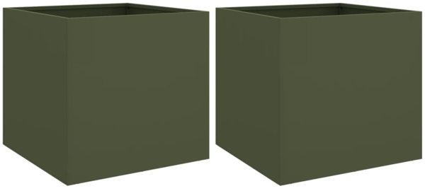vidaXL Pflanzkübel 2 Stk. Olivgrün 49x47x46 cm Stahl 841566