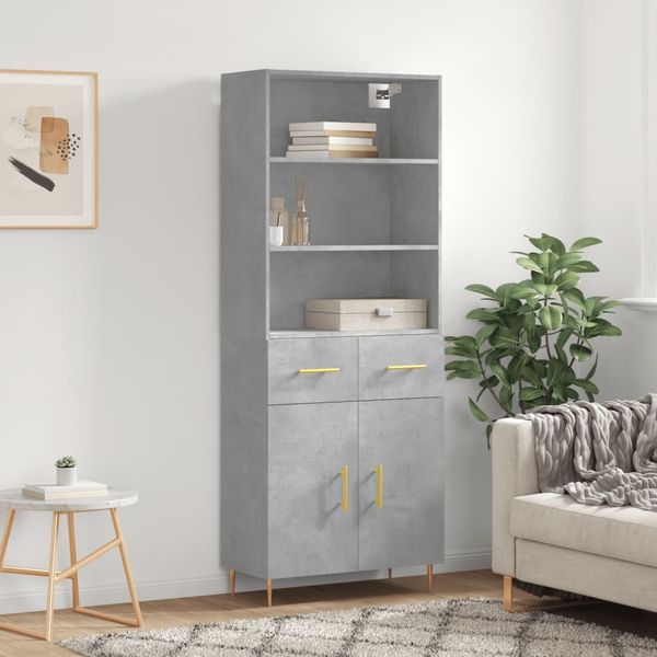 vidaXL Highboard Betongrau 69,5x34x180 cm Holzwerkstoff 3200509