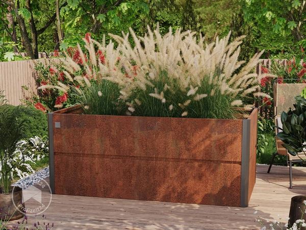 PRIMEYARD 200 x 100 x 77 cm Hochbeet Nele, Cortenstahl, Rost-Optik
