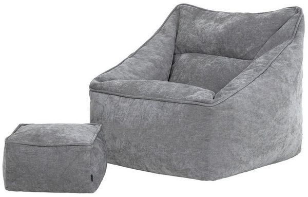 icon Sitzsack chenille premium Sessel „Natalia" mit Hocker (Spar-Set, 1 x Sitzsack-Sessel, 1 x Fußhocker), Sitzsack XXL, Made in Germany, für Erwachsene & Kinder, für Wohnzimmer