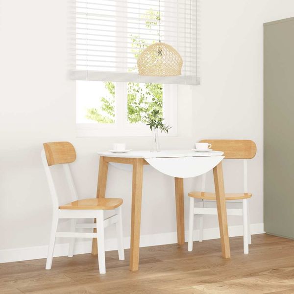vidaXL Esszimmerstühle 2 Stk. Weiß Massivholz Gummibaum 4102440