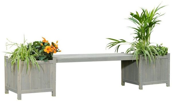 Feel2Home Gartenbank Gartenbank 2 Blumenkästen 2in1 Blumenkasten Holzbank versch. Farben (Stück, 1-St, Blumenkasten), Imprägniert