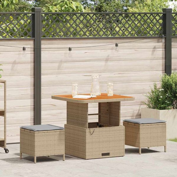 vidaXL Garten Essgruppe Beige Poly-Rattan 42007914