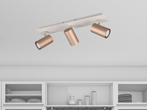 LED Deckenstrahler 3flammig Metall Coffee / Hellgrau, Breite 48cm